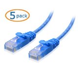 Cable Matters 5-Pack Cat6 Snagless Ethernet Patch Cable in Blue 5 Feet - Ultra Slim Series