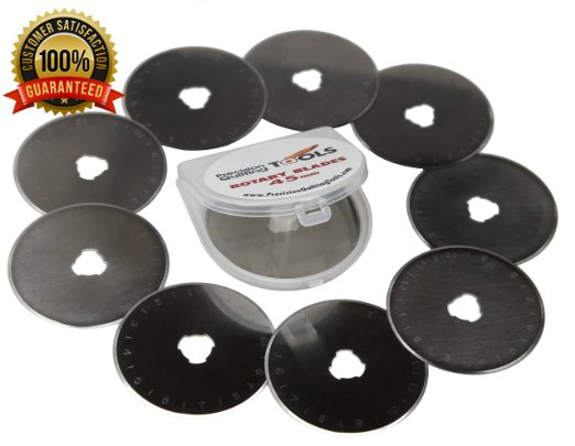 45mm Rotary Cutter Blades (PACK OF 10) High-Quality SKS-7 Carbide Tool Steel, Fits Fiskars, Olfa, Truecut. Perfect blade for Fabric, Quilting, and Arts & Crafts