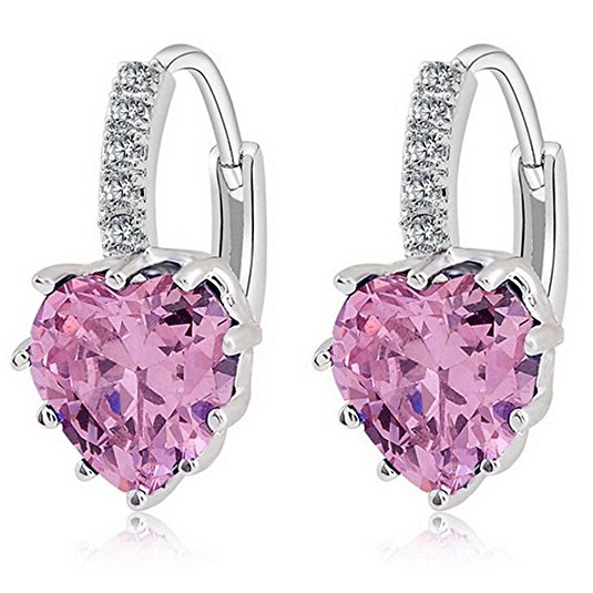 Uloveido Blue Heart Crystal Dangel Earrings Rhinestone Platinum Plated Fashion Jewelry Gifts BME131