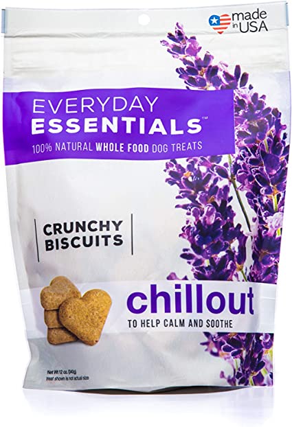 Isle of Dogs - Everyday Essentials Chillout Oven Baked Dog Treats - Calming Lavender and Lemon Balm - Crunchy Heart-Shaped Biscuits with Natural Wholesome Ingredients - Made in The USA - 12 Oz