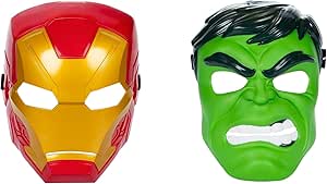 Marvel Avengers Hero Mask Multipack, Iron Man & Hulk Mask 2-Pack, Super Hero Roleplay Toys, Kids Halloween Costumes, Ages 5 and Up