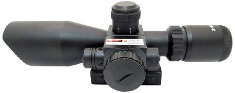 Monstrum Tactical Rifle Scope with Illuminated Mil-Dot Reticle and Integrated Red Laser Sight