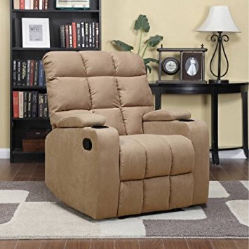 Handy Living ProLounger Storage Arm Cup Holder Wall Hugger Microfiber Recliner (Brown)