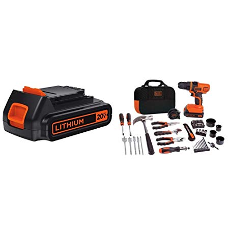 BLACK DECKER LBXR20 20-Volt MAX Extended Run Time Lithium-Ion Cordless To with BLACK DECKER LDX120PK 20V MAX Cordless Drill and Battery Power Project Kit