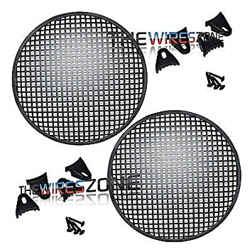 12" Steel Speaker Subwoofer Sub Waffle Mesh Grill Cover w/Clips & Screws (pair)