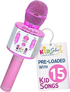 Move2Play, Kids Star Karaoke, Kids Microphone, Bluetooth   15 Pre-Loaded Nursery Rhymes, Girls Toy and Gift for 2, 3, 4, 5, 6  Years Old