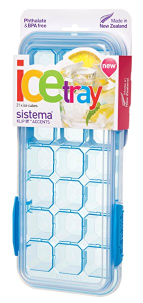 Sistema Klip It Accents Collection Large Ice Cube Tray with Cover, Assorted Colors