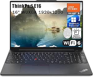 Lenovo ThinkPad E16 16" FHD  Business Laptop Computer, AMD Hexa-Core Ryzen 5 7530U (Beat i7-1355U), 16GB DDR4 RAM, 512GB PCIe SSD, WiFi 6, Backlit Keyboard, Fingerprint Reader, Windows 11 Pro, AZ-XUT