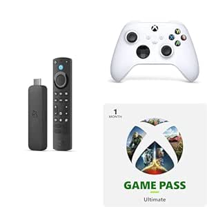 Amazon Fire TV Stick 4K Max, Robot White Core Wireless Controller, and 1 Month Game Pass Ultimate Bundle