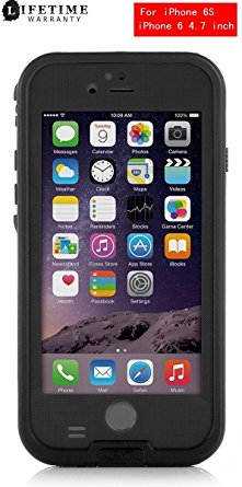 AOWOTO Cases for iPhone 6 / iPhone 6s Waterproof Case 4.7 inch , [Grid Series] 6.6ft Depth Under Water Dirtpoof Shockproof Snowproof protective Cover ( Black )