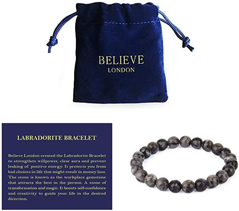 Believe London New Gemstone Healing Chakra Bracelet Anxiety Crystal Natural Stone Men Women Stress Relief Reiki Yoga Diffuser Semi Precious