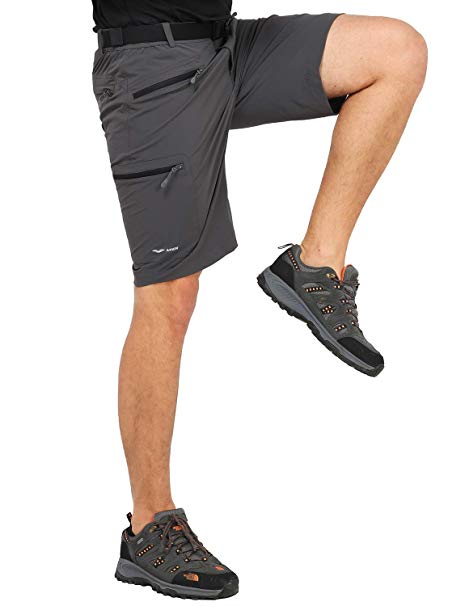 MIER Men's Quick Dry Cargo Shorts Lightweight Stretch Travel Hiking Shorts with 5 Zipper Pockets, Water Resistant