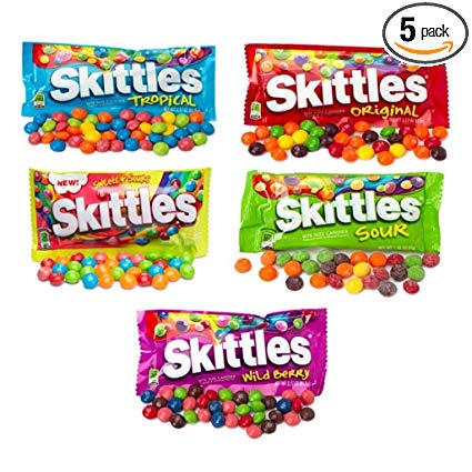 All American Skittles Assortment 5 Flavors 5 packs - EZ-SHIP PACK