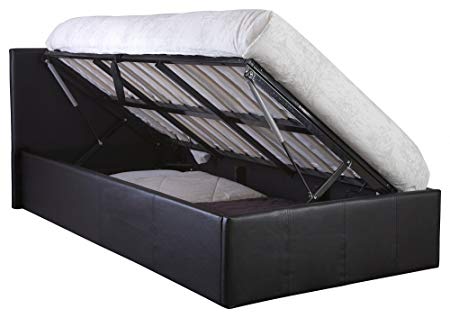 The Side Lift Ottoman Storage Bed (5ft King Size, Black)
