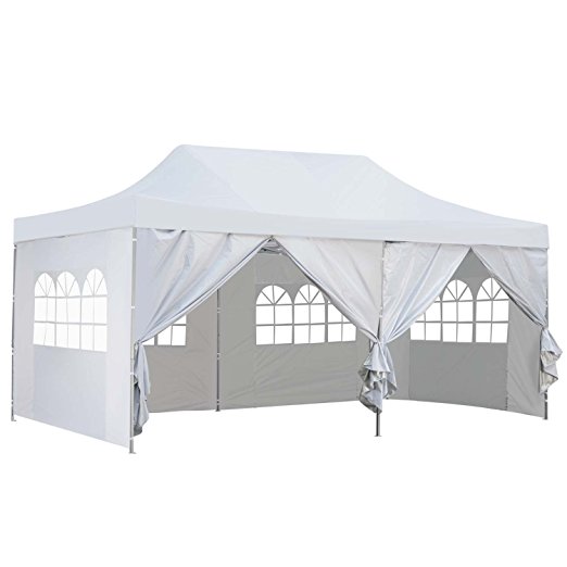 Outdoor Basic 10x20 Ft Pop up Canopy Party Wedding Gazebo Tent Shelter with Removable Side Walls White