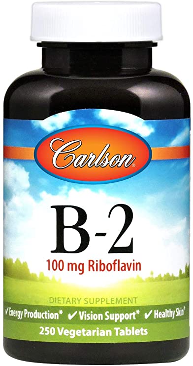 Carlson - B-2, 100 mg Riboflavin, Energy Production, Vision Support & Healthy Skin, 250 Vegetarian Tablets