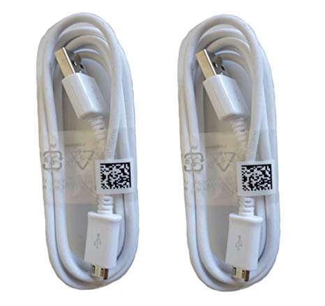 Samsung Micro USB Charging Data Cable for Galaxy S3/S4/Note 2, 2 Pack - Non-Retail Packaging - White