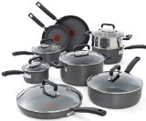 T-fal C770SF Signature Hard Anodized Nonstick Thermo-Spot Heat Indicator Cookware Set 15-Piece Gray