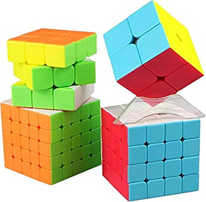 METRO TOY'S & GIFT Abs Plastic Rubiks High Speed Stickerless Magic Brainstorming Puzzle Rubick Cube (2x2 3x3 4x4 5X5, Multicolour) - Combo Set of 4