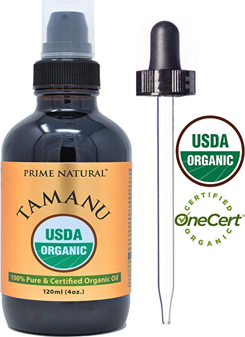 Organic Tamanu Oil 4oz - Cold Pressed, Unrefined, Virgin, USDA Certified, Vegan - Perfect Treatment For Psoriasis, Eczema, Acne, Scars, Rosacea, Hyperpigmentation, Best for Face, Skin, Hair, Nails