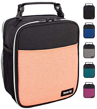 Venture Pal Detachable 2-in-1 Insulated Cooler Lunch Bag - Compact Reusable Office Work School Picnic Hiking Beach Lunch Box Organizer with Adjustable Shoulder Strap for Women,Men and Kids-Orange