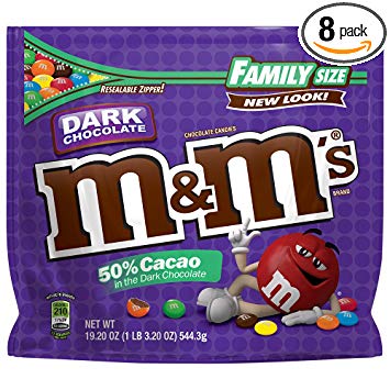 M&M'S Dark Chocolate Candy Family Size 19.2-Ounce Bag (Pack of 8)