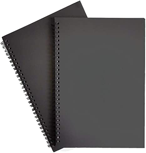 Spiral Notebooks, Ruled Notebooks, Thick Paper, 60 Sheets, 10" X7”, 2 Pack (Black, Line)