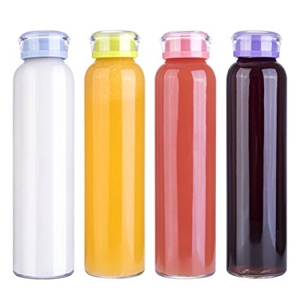 MIU COLOR Glass Water Bottles, for Beverage, Drinking, Juice Bottle, Milk Container, to Go Sports, 16 oz, BPA Free