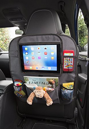 Premium Backseat Car Organizer – Touch Screen Tablet Holder for iPad, Android & other devices - Stylish, Easy Clean and – Maximum storage space for all accessories