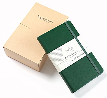 3-Pack, Minimalism Art | Classic Notebook Journal, Size:5"X8.3", A5, Green, Dotted Grid Page, 192 Pages, Hard Cover/Fine PU Leather, Inner Pocket, Quality Paper - 100gsm | Designed in San Francisco