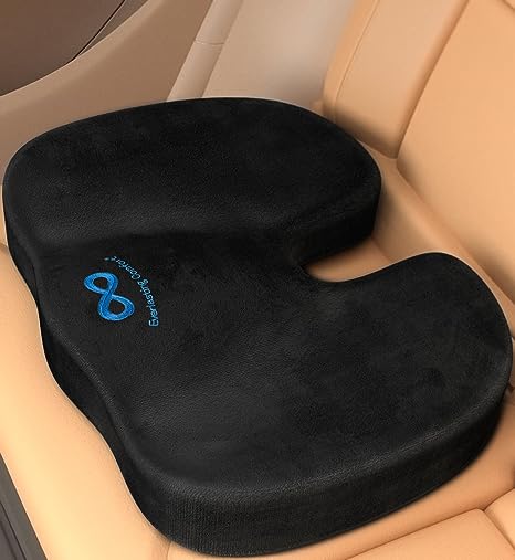 Everlasting Comfort [Upgraded Car Seat Cushion w/Premium ComfortFoam™ for Back Pain, Tailbone Pain, Sciatica - Pressure Relief Seat Cushion for Car Seat Driver, Truck Driver, Booster for Short People