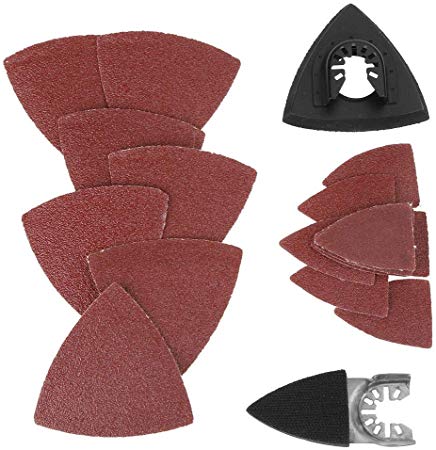 82pcs Triangular Hook & Loop Sandpaper Sanding Sheets Oscillating Multitool Sand Pad for Bosch Stanley Multimaster Makita Dremel