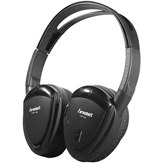 Power Acoustik Farenheit HP-12S Dual Channel Infrared Wireless Headphones with Swivel Ear Pads and Auto Level Control