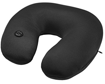 GPCT U Shaped Microbead Massage Neck Pillow Ultra Comfort & Support For Home & Travel (Black)