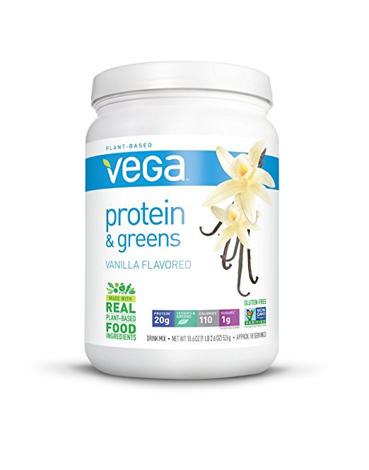 Vega Protein and Greens Tub Powder, Vanilla, 18.6 Ounce