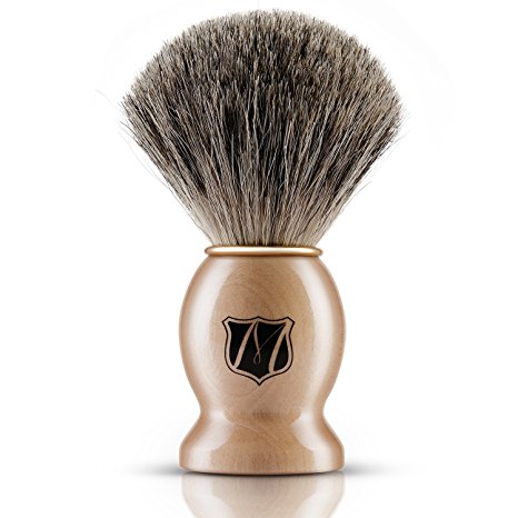 Miusco Premium 100% Pure Badger Hair Shaving Brush For All Manual Razor, Cream