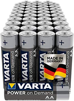 Varta Industrial AA Alkaline Battery LR6, Power on Demand, Made in Germany, frustration free packaging - Pack of 40