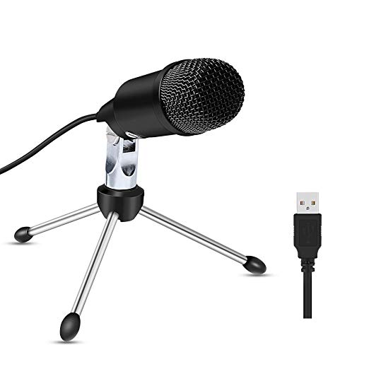 Recording Condenser Microphone, ZealSound Plug&Play Home Studio USB PC Microphone w/ Metal Stand for Skype, Recordings for YouTube, Google Voice Search, Games, Vocal Voice Record (Windows/Mac)
