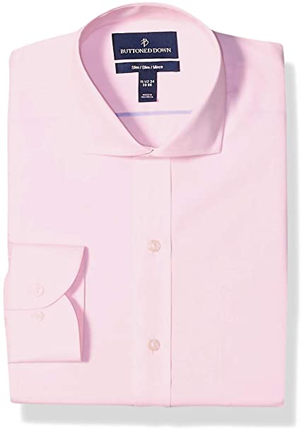 Buttoned Down Men's Slim Fit Cutaway-Collar Solid Pinpoint Dress Shirt, Supima Cotton Non-Iron