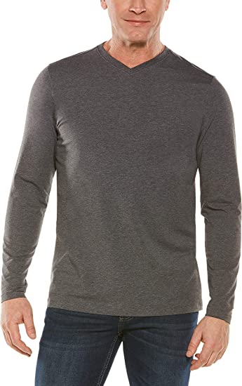 Coolibar UPF 50  Men's Morada Everyday Long Sleeve V-Neck T-Shirt - Sun Protective