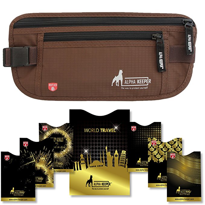 RFID Money Belt For Travel With RFID Blocking Sleeves Set For Daily Use