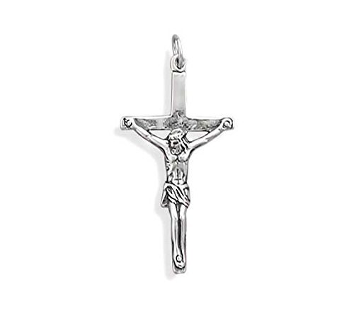 Sterling silver oxidized Crucifix Pendant. Christian men or boy jewelry. Religious Jewelry. Cross. Crucifix. Confirmation gift.