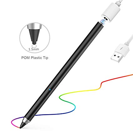AWAVO Capacitive Stylus Pen for Apple Pencil Touch Screens, Rechargeable Styli with 1.6mm Fine Plastic Nib, Compatible with Apple iPad Pro/iPad 2018/iPhone/Samsung IOS & Android Tablet