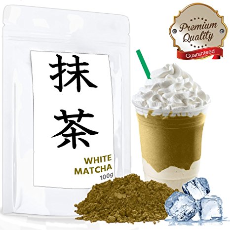 White Matcha (100g) -Natural, NOT Bleached - 100 % Organic - Premium Quality - Pure Matcha, NO Fillers - Premium Grade Quality (up to 50 servings)
