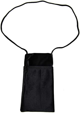 HOME-X Practical Neck Pouch, 3 Pocket Travel Lanyard for Passport and Accessories, Black - 6 ½” L x 3 ½” W