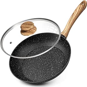 MICHELANGELO Nonstick Frying Pan with Lid, 8 Inch Frying Pans Nonstick with Healthy Coating, Small Frying Pan with Stay-Cool Handle, Induction Compatible