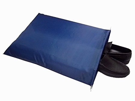 FashionBoutique high quality waterproof Nylon shoe bags- Set of 3/Two Drawstrings/Extra Large size 22.5(L)x17.7(W)inch/Color Dark Blue/Large enough for organizing SHOES and BOOTS/Large enough as Laundry Travel Bag