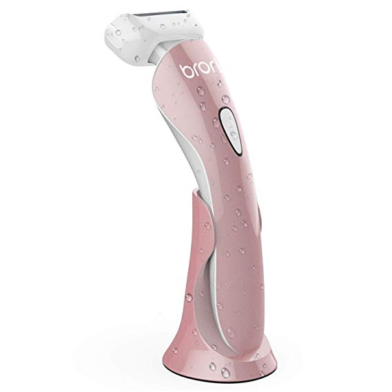 Brori Electric Lady Shaver - Womens Razor Bikini Trimmer for Women Legs Underarms Public Hair Wet and Dry Rechargeable Waterproof Cordless with LED Light, Red