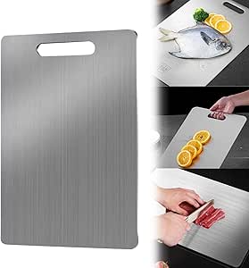 Titanium Cutting Board, Stainless Steel Cutting Boards for Kitchen, 18" x 11.8" Non Toxic Cutting Board Chopping Board for Meat Cheese Bread Vegetable Fruit