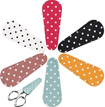 6 Pieces Embroidery Scissors Sheath Polka Dot Scissors Protective Cover Scissors Leather Sheath for Scissors Protection